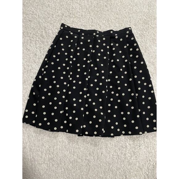 Vintage Agnes B Paris Black pleated polka dot skirt short Y2K women's size S VTG